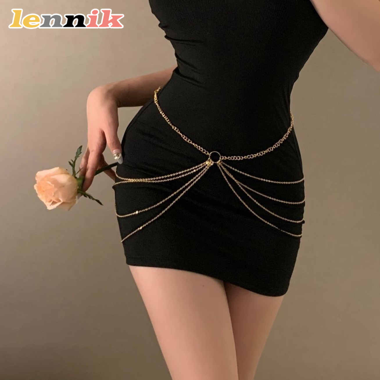 Body Jewelry Sale - LENNIK Tassel Metal Multi-Layer Waist Chain,