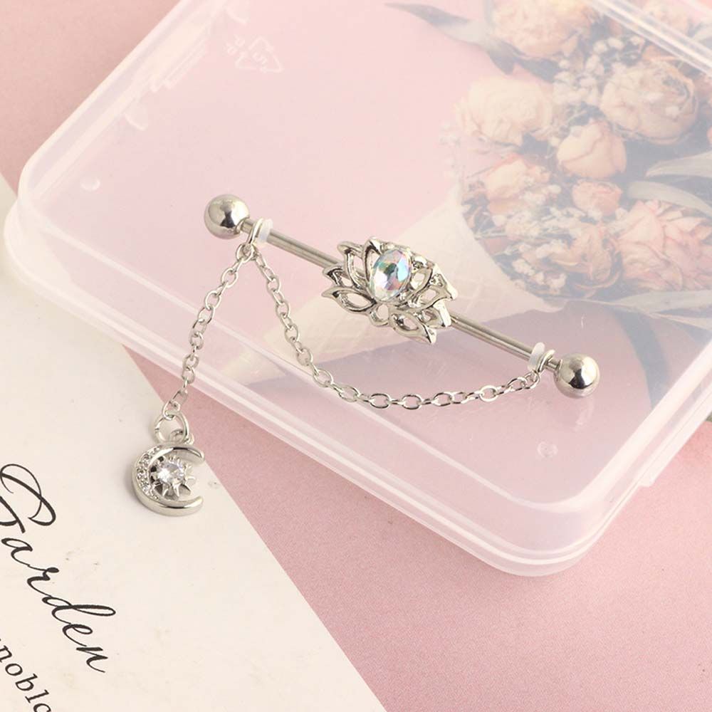Industrial Barbell Long - Girls Gift Piercing Jewelry Heart Pendant