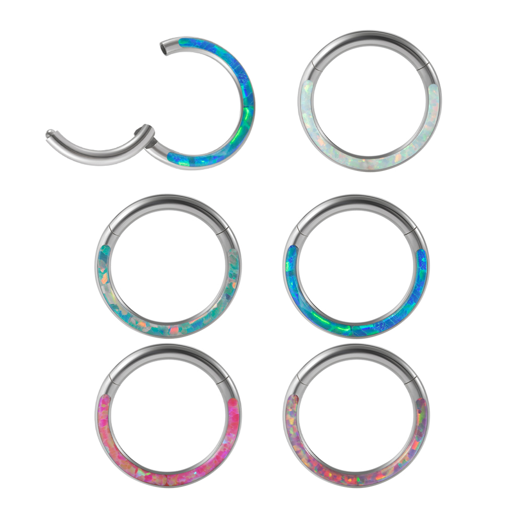 Body Piercing Quality Jewelry - 1PC Surgical Steel Opal Hinged Clicker
