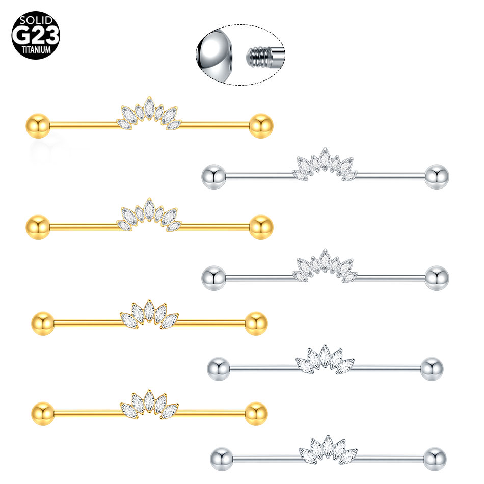 1/5PCS Titanium 14G CZ Industr - đánh giá và giá Industrial Barbell Long