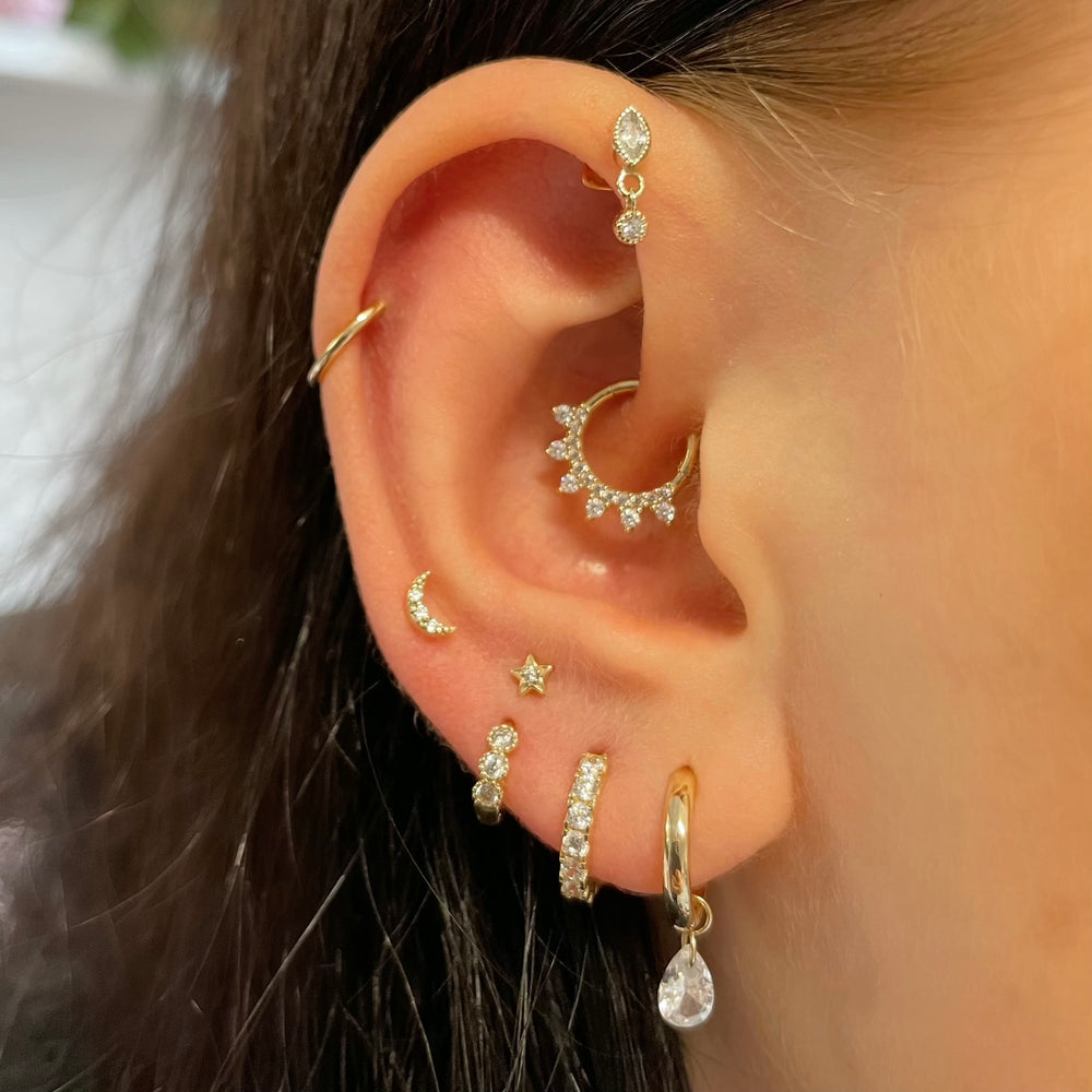 Trăng Sao Sụn Bông Tai Nữ Thời - đánh giá và giá Helix Cartilage Ring