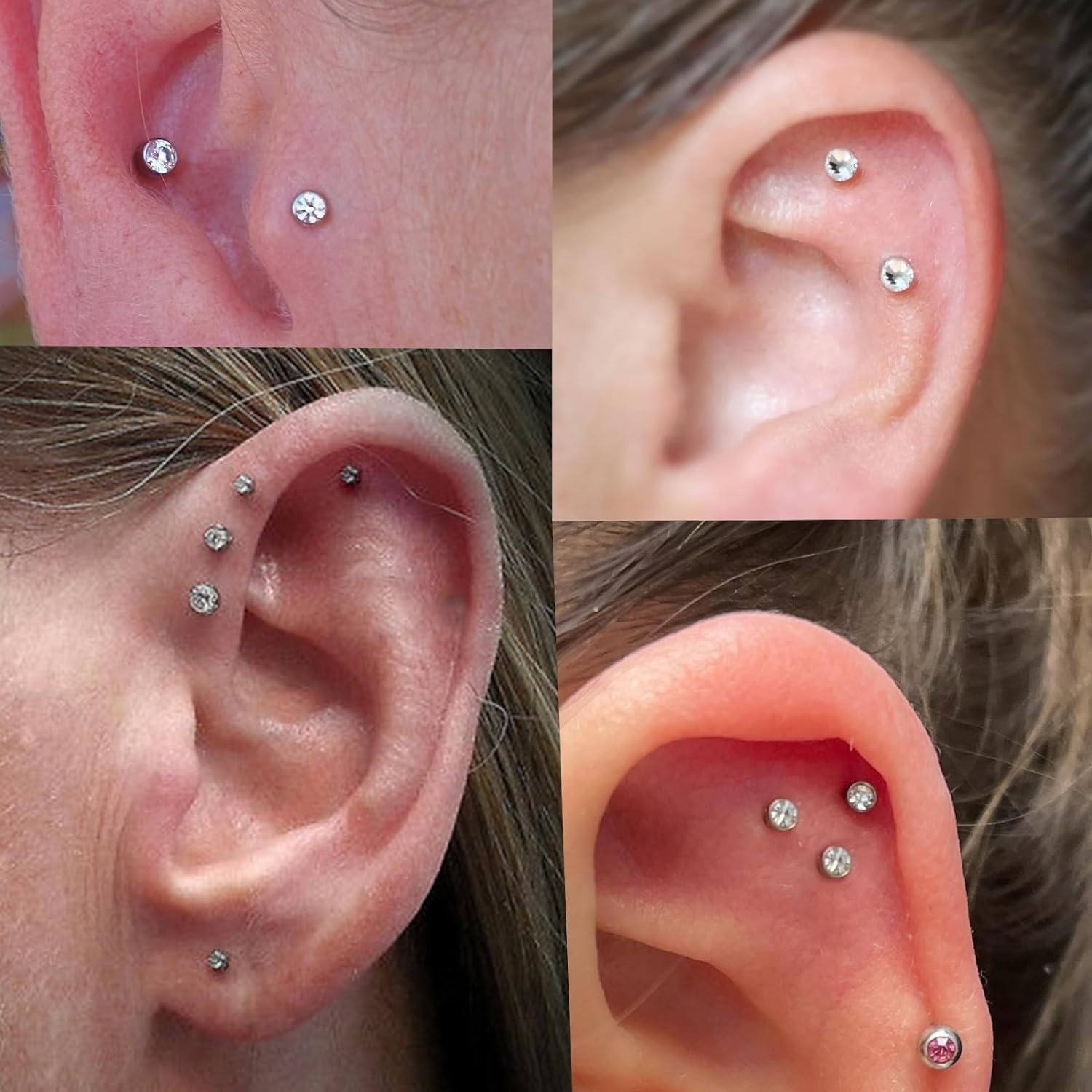 9pc Clear Lip Rings Studs Plas - đánh giá và giá Helix Cartilage Ring