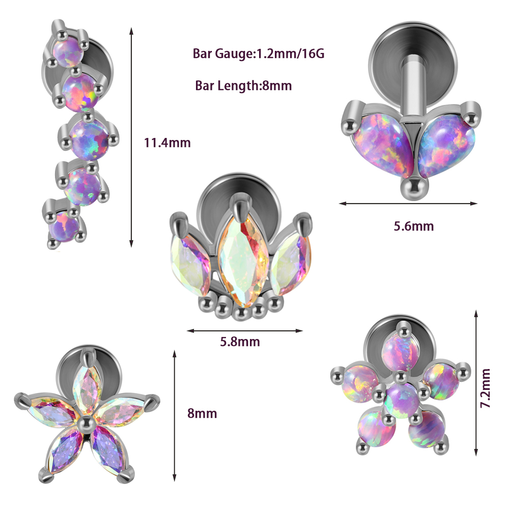 1PC Stainless Steel Opal Flowe - đánh giá và giá Helix Cartilage Ring