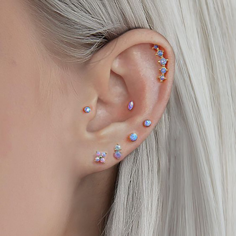 1PC Stainless Steel Opal Flowe - đánh giá và giá Helix Cartilage Ring