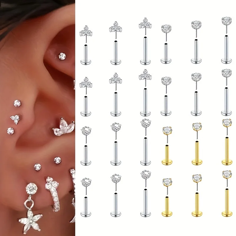 6pcs Threadless Flat Back Earr - đánh giá và giá Helix Cartilage Ring