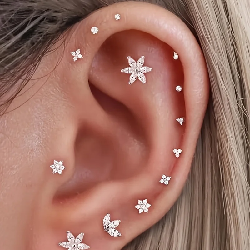 6pcs Threadless Flat Back Earr - đánh giá và giá Helix Cartilage Ring